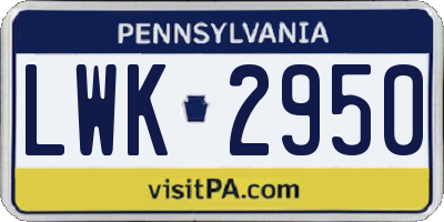 PA license plate LWK2950