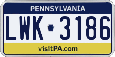 PA license plate LWK3186