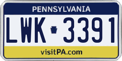 PA license plate LWK3391