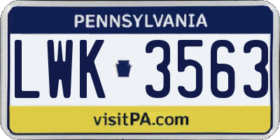 PA license plate LWK3563