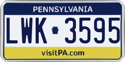 PA license plate LWK3595