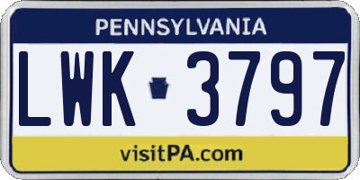 PA license plate LWK3797