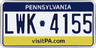 PA license plate LWK4155