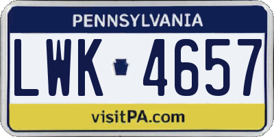 PA license plate LWK4657