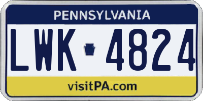 PA license plate LWK4824