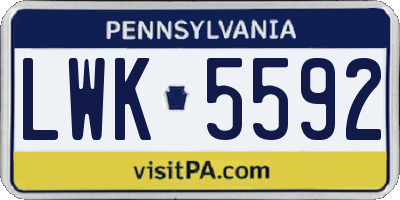 PA license plate LWK5592