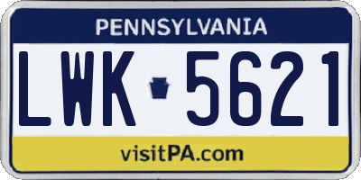 PA license plate LWK5621