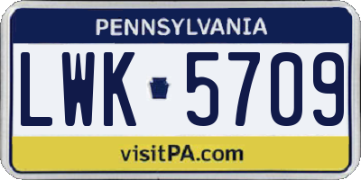 PA license plate LWK5709