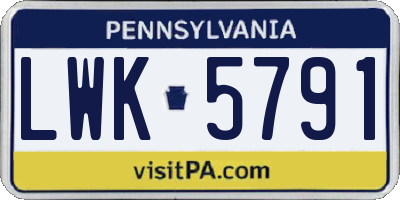 PA license plate LWK5791