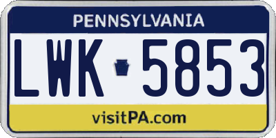 PA license plate LWK5853