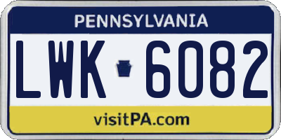 PA license plate LWK6082
