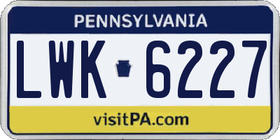 PA license plate LWK6227
