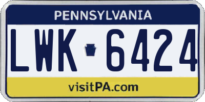 PA license plate LWK6424
