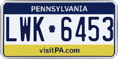 PA license plate LWK6453