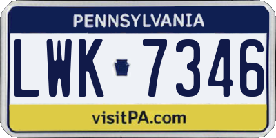 PA license plate LWK7346