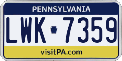 PA license plate LWK7359