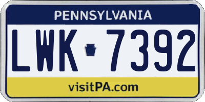 PA license plate LWK7392