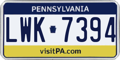 PA license plate LWK7394