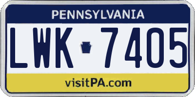 PA license plate LWK7405
