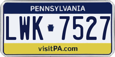 PA license plate LWK7527