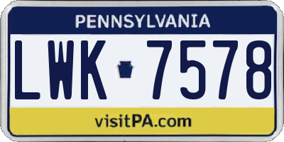 PA license plate LWK7578