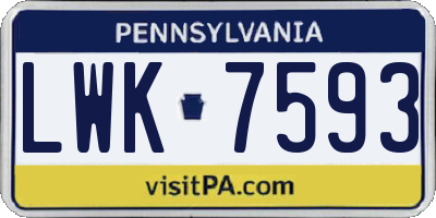 PA license plate LWK7593