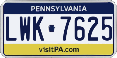 PA license plate LWK7625