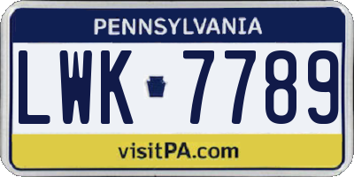 PA license plate LWK7789