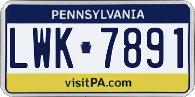 PA license plate LWK7891