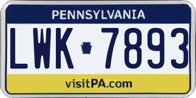 PA license plate LWK7893