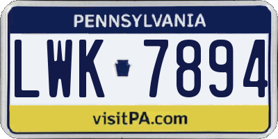 PA license plate LWK7894