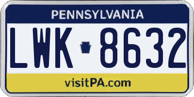 PA license plate LWK8632