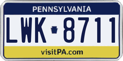 PA license plate LWK8711