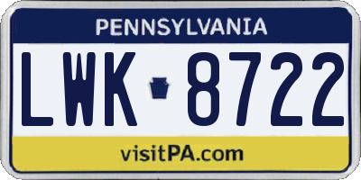 PA license plate LWK8722