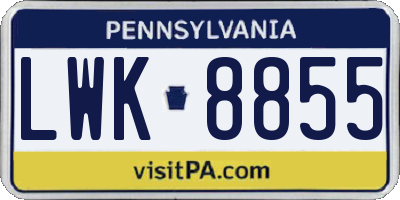 PA license plate LWK8855