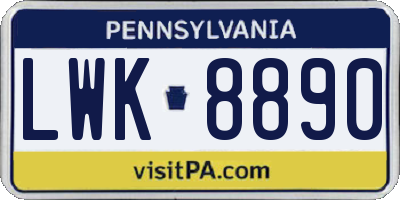 PA license plate LWK8890