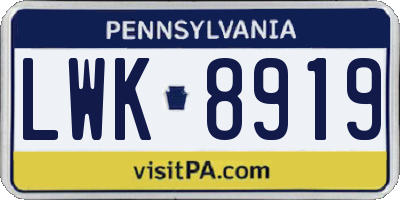 PA license plate LWK8919