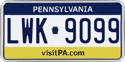PA license plate LWK9099