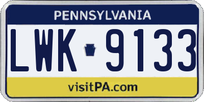 PA license plate LWK9133