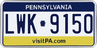 PA license plate LWK9150