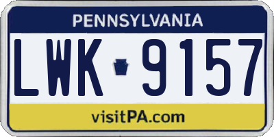 PA license plate LWK9157
