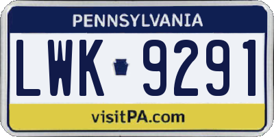 PA license plate LWK9291