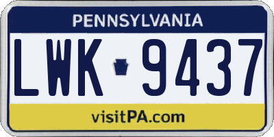 PA license plate LWK9437