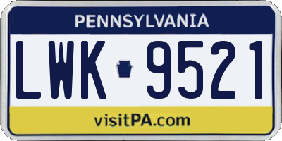 PA license plate LWK9521