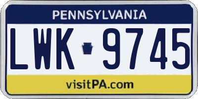 PA license plate LWK9745