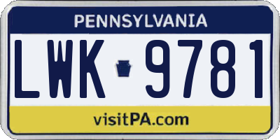 PA license plate LWK9781