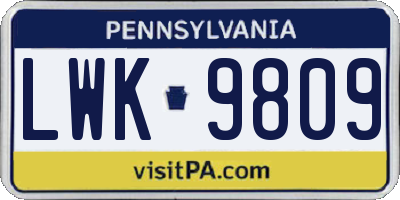 PA license plate LWK9809