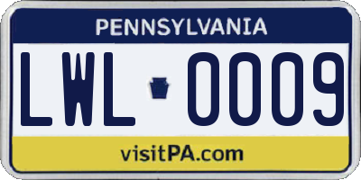 PA license plate LWL0009