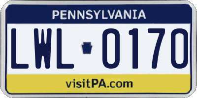 PA license plate LWL0170