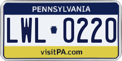 PA license plate LWL0220